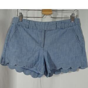 Re-Imagined By J. Crew Scalloped Hem Shorts Size 6 Cotton Preppy